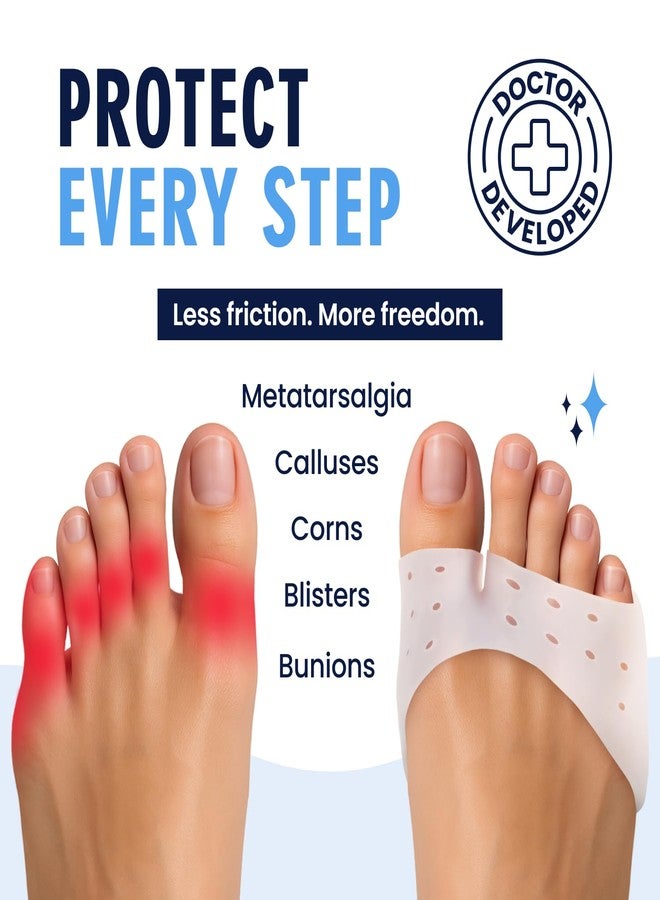 Dr. Frederick's Original Open Toe Sleeves | Half Toe Sleeve Metatarsal Pads | 4 Pieces | Ball of Foot Cushions | Great for Calluses and Blisters | for Men and Women | Perfect for High Heel Shoes - Image 2